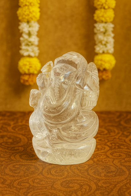Natural Clear Quartz Ganesh Ji (Sphatik Ganesha) – 126.60 g