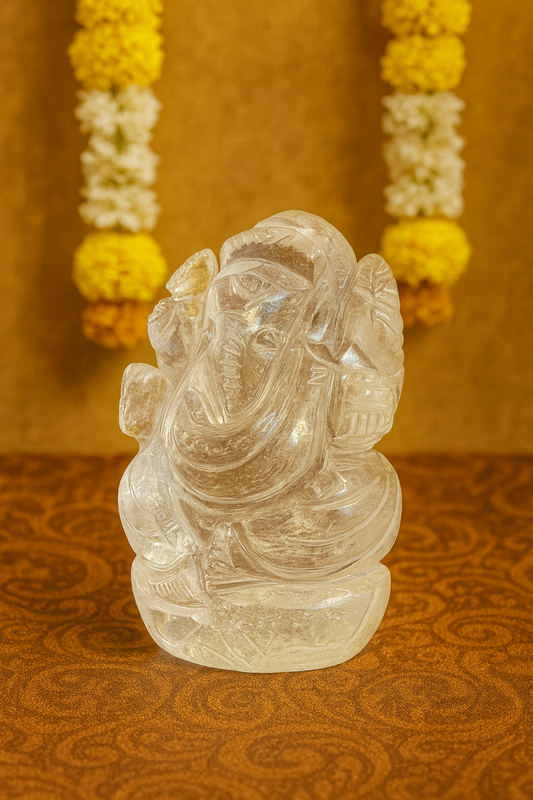 Natural Clear Quartz Ganesh Ji (Sphatik Ganesha) – 126.60 g